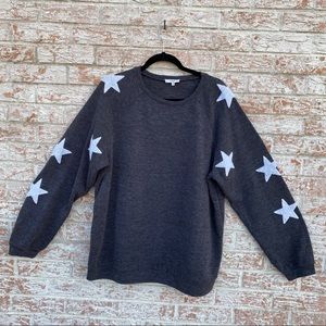 Easel-Crew Oversized Knit 3D Star Crew Shirt